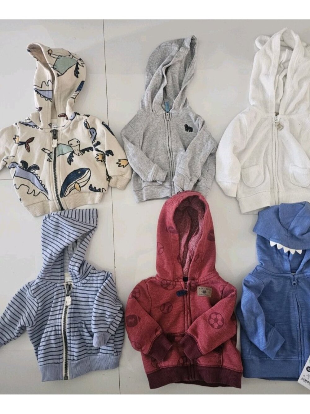 Carter's Newborn Boys Full Zip Hoodie Jackets With Pockets - 6 Piece Bundle